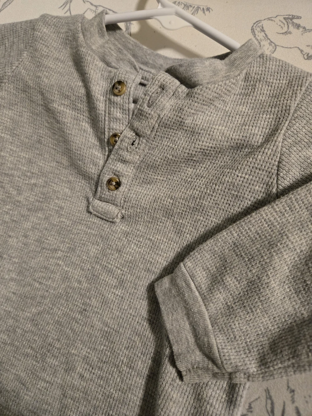 Carter's Light Gray Long-Sleeve Henley Top